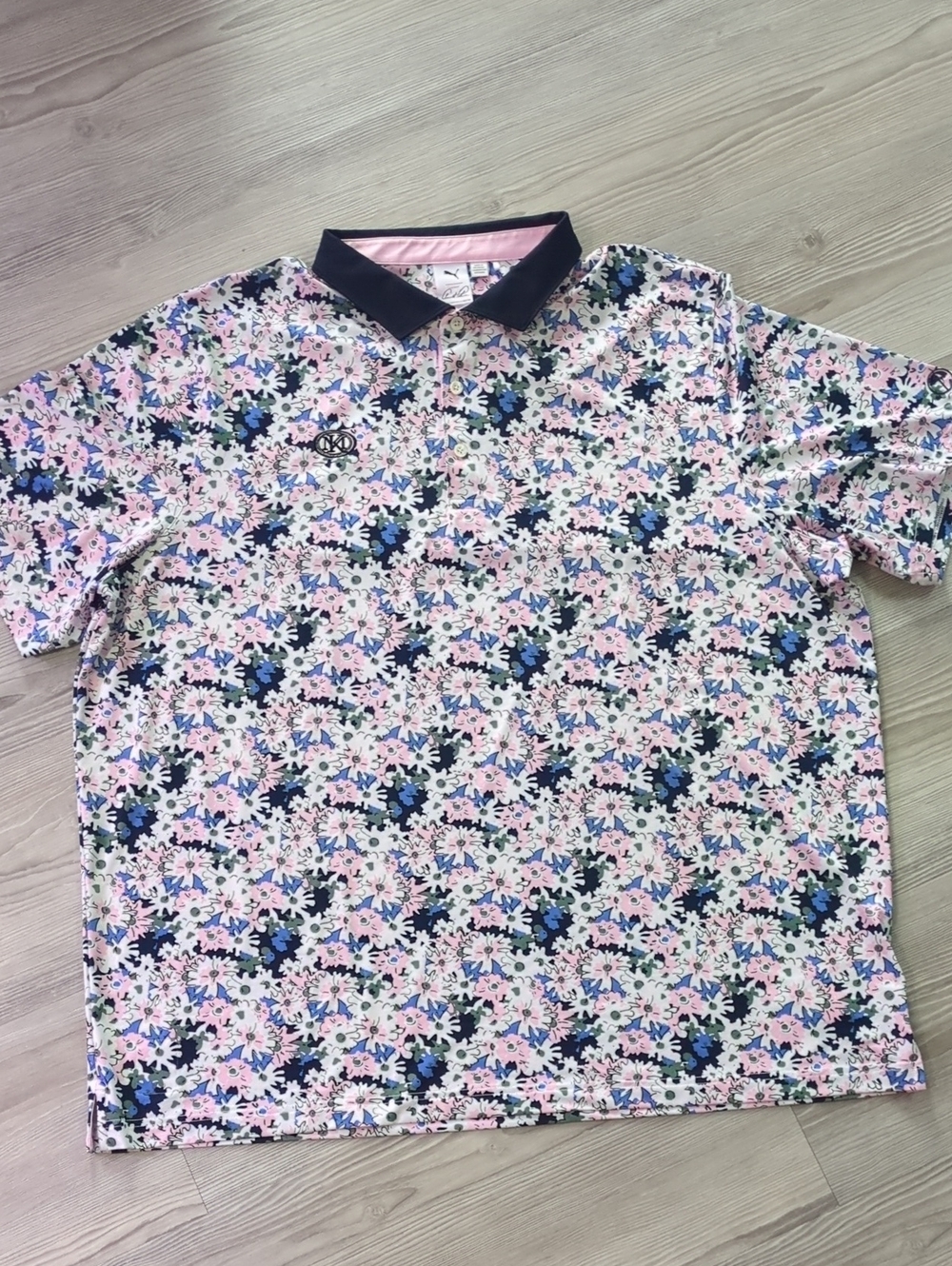 Puma x Arnold Palmer Floral Golf Polo Shirt Men's 3XL Pink Blue Performance